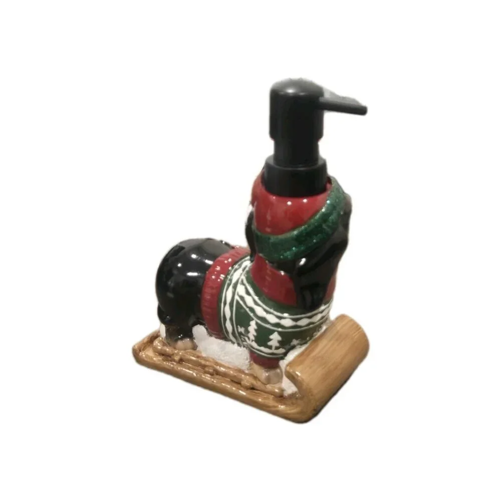 New Dachshund Weiner Dog Christmas Sweater On Sleigh Soap Dispenser Decoration